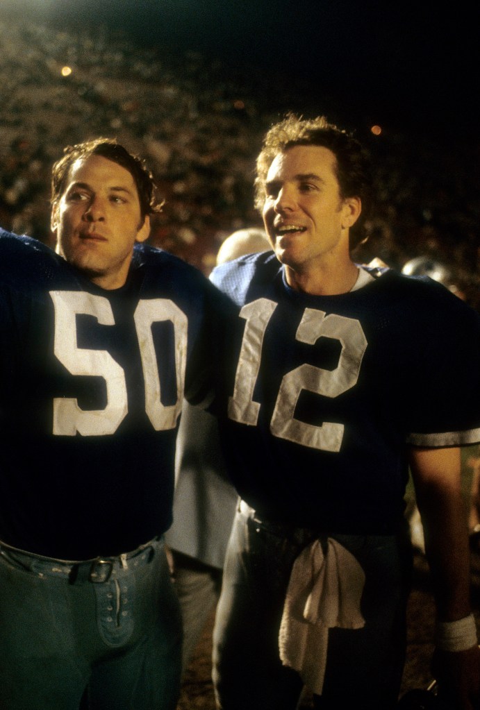 Quarterback Roger Staubach #12  and linebacker D.D. Lewis #50 of Dallas Cowboys 