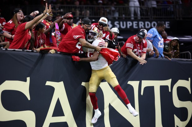 NEW ORLEANS, LOUISIANA - SEPTEMBER 14: Jauan Jennings #15 of...