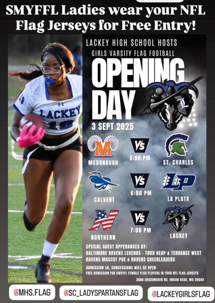 Ravens Help Launch Southern Maryland Girls Varsity Flag Football on Sept. 3
