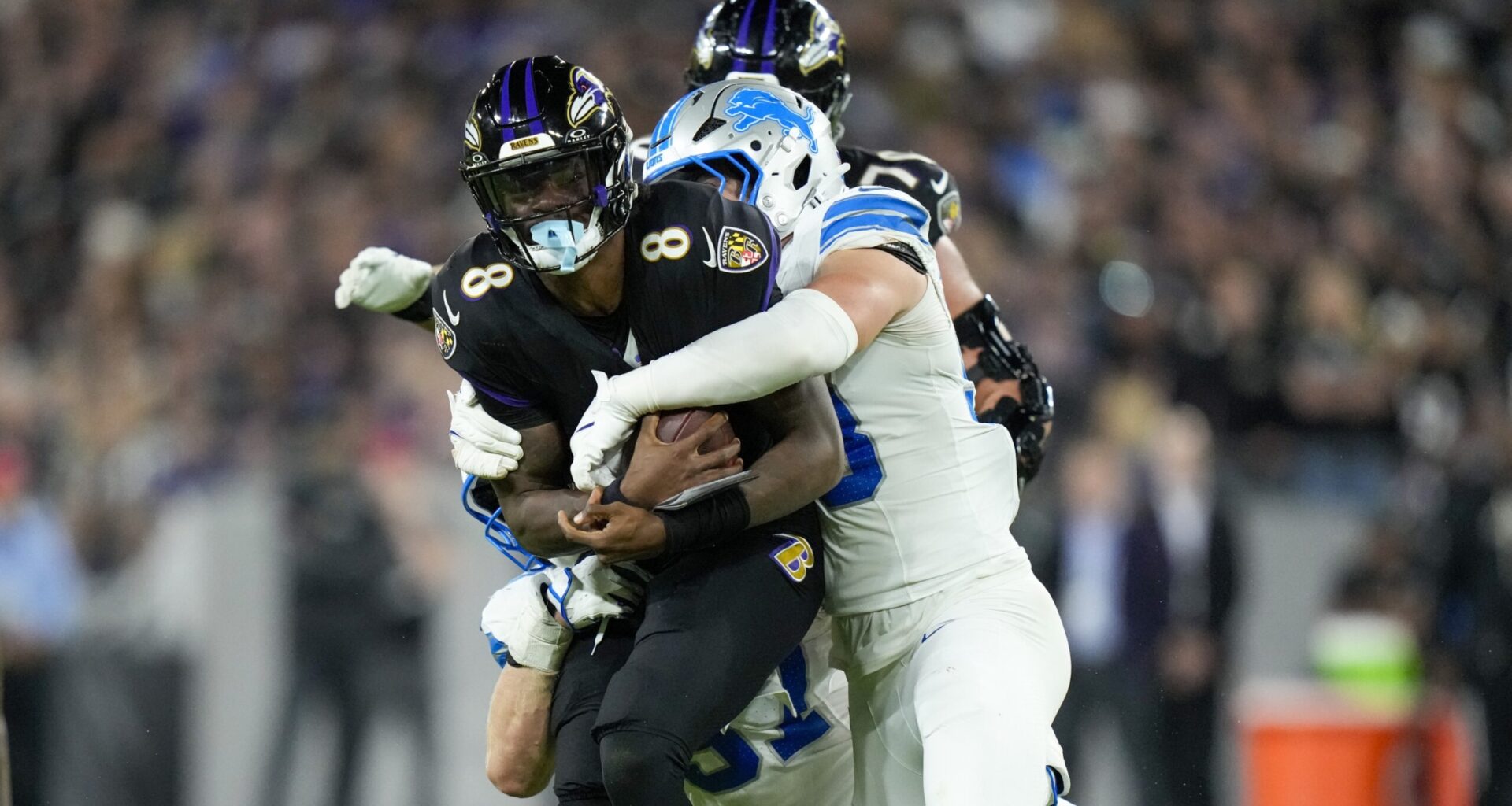 Ravens pushed around, Jackson chased down in humbling 38-30 loss to Lions