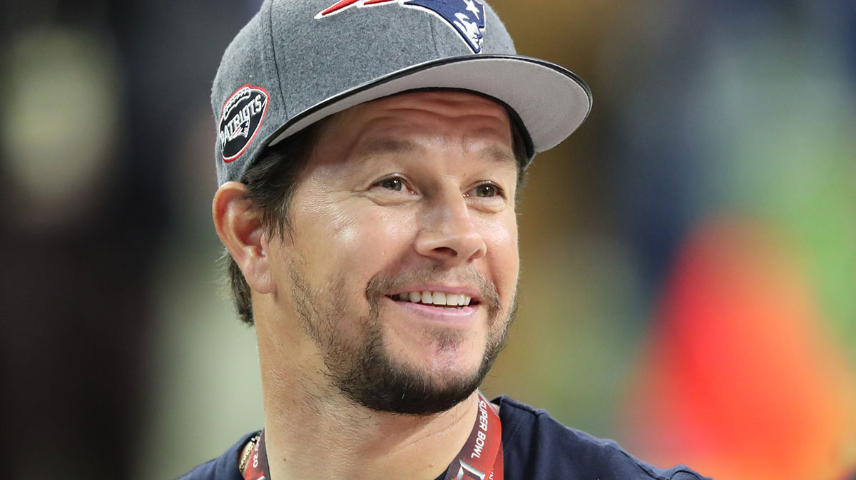 Patriots fan Mark Wahlberg at the Super Bowl.