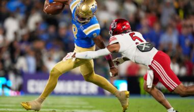 UCLA quarterback Nico Iamaleava (left) led Tennessee to the College Football Playoff last season, but transferred during the spring portal period in April, which could be eliminated later this month.