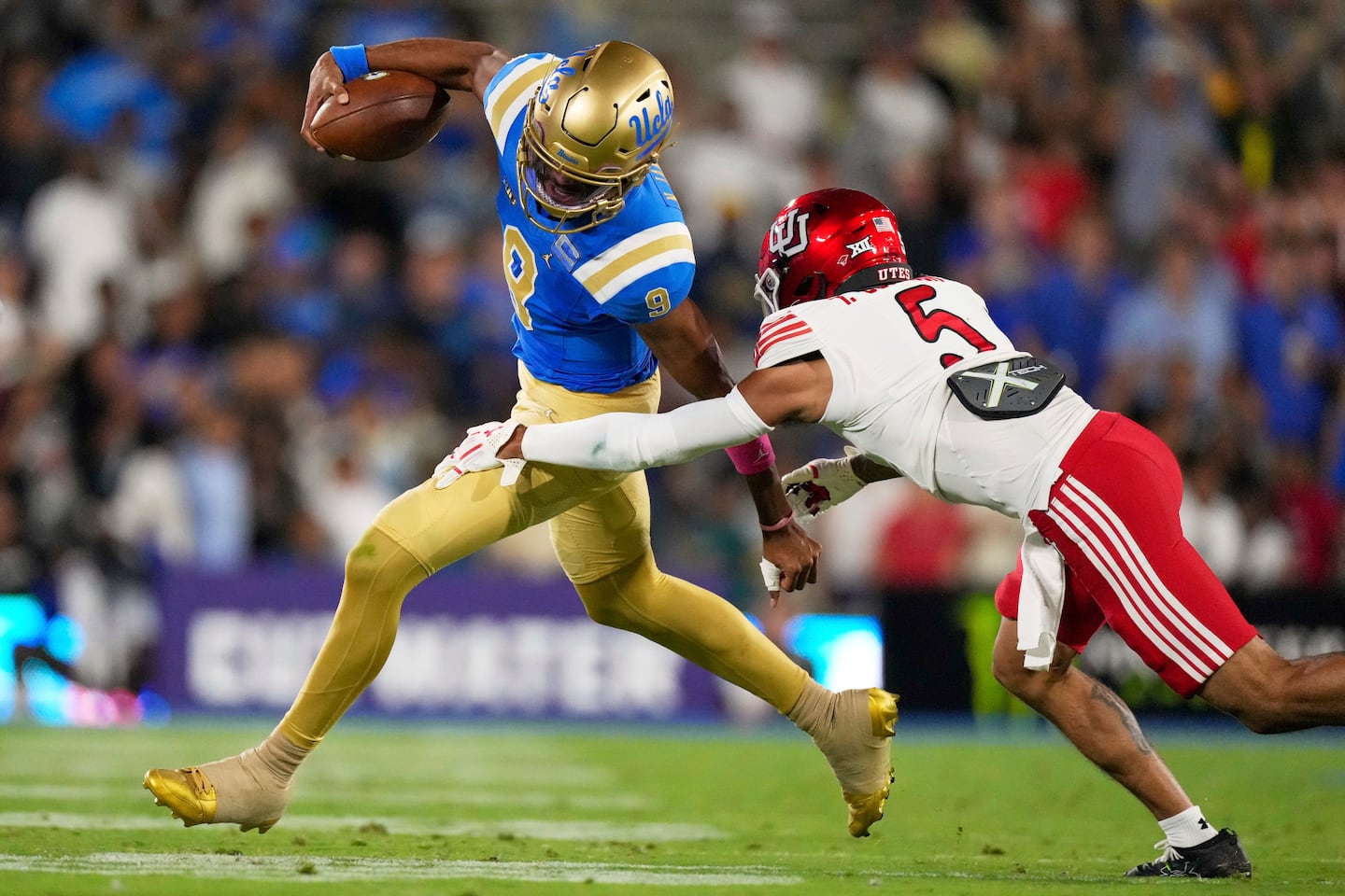 UCLA quarterback Nico Iamaleava (left) led Tennessee to the College Football Playoff last season, but transferred during the spring portal period in April, which could be eliminated later this month.
