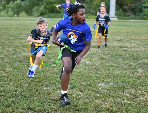 Rams Sam Boateng rumbles upfield to score the game winner...
