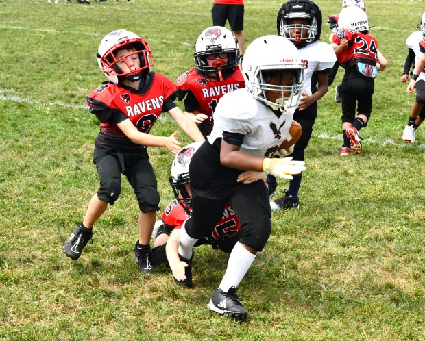 Fox Rox Joe Getter drags down Kahsir Evans for a...