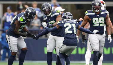 Seattle Seahawks Boye Mafe Devon Witherspoon sack celebration Arizona Cardinals 2024...