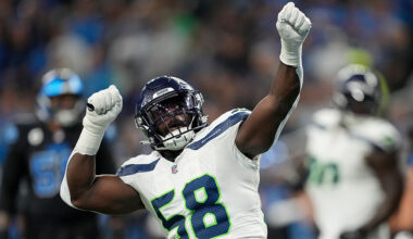 Seattle Seahawks Derick Hall celebration Detroit Lions 2024...