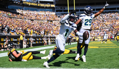 Seattle Seahawks Derion Kendrick interception Steelers 2025...