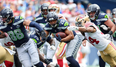 Seattle Seahawks Zach Charbonnet tackled 49ers 2025 opener...