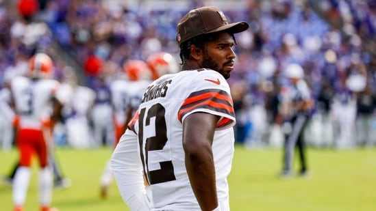 Cleveland Browns quarterback Shedeur Sanders (12) after the game against the Baltimore Ravens(IMAGN IMAGES via Reuters Connect)