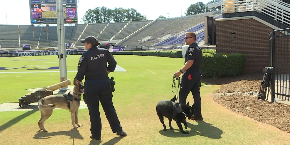 ECU gears up for season’s first home football game, introduces two K-9s for safety