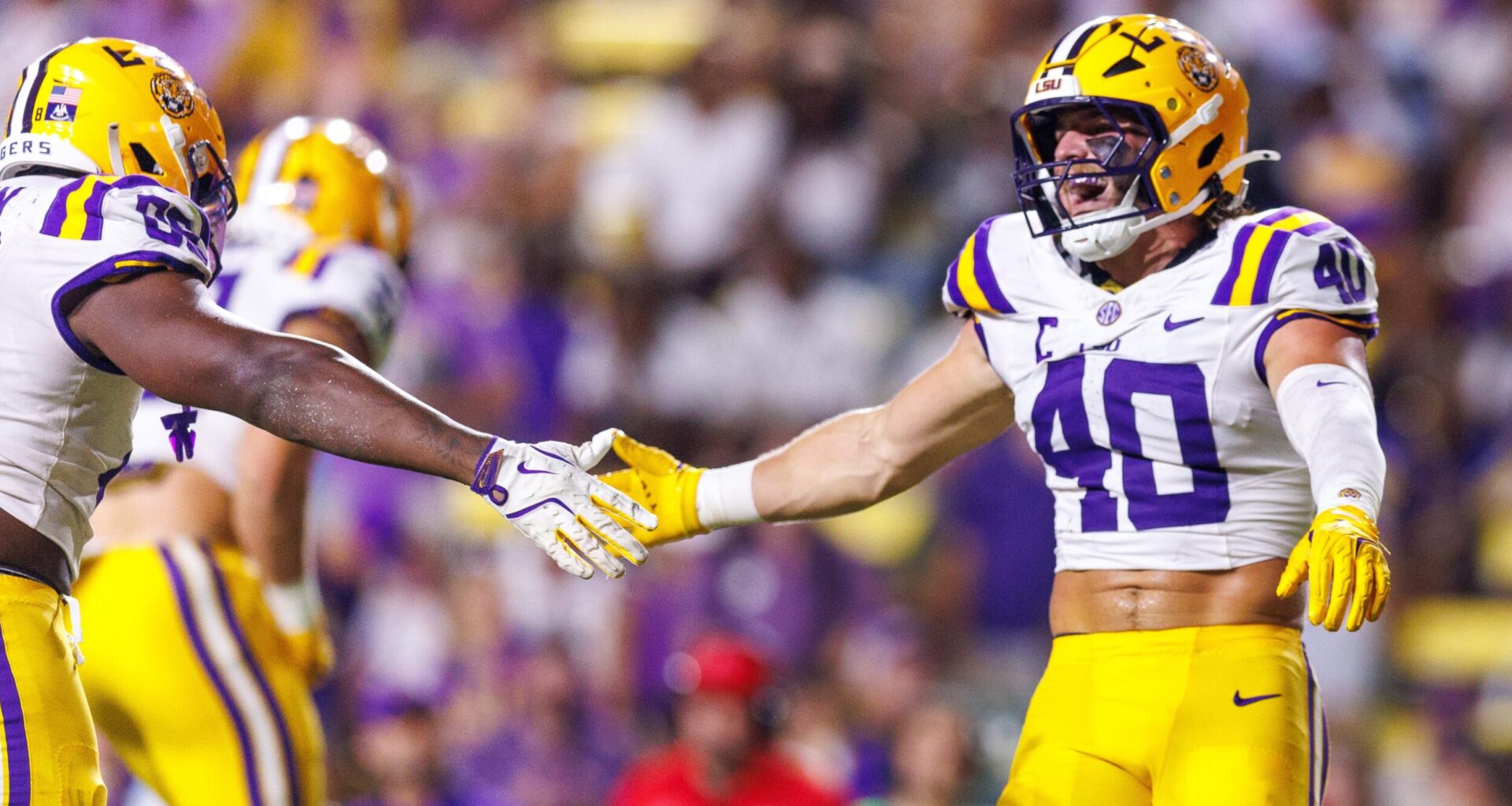 LSU tranfer WR Barion Brown had his breakout game in Week 2 (Photo: © SCOTT CLAUSE / USATODAY Network / USA TODAY NETWORK via Imagn Images)
