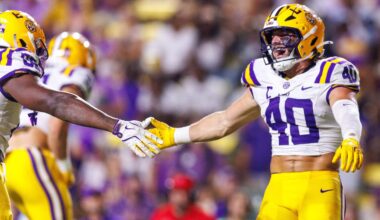 LSU tranfer WR Barion Brown had his breakout game in Week 2 (Photo: © SCOTT CLAUSE / USATODAY Network / USA TODAY NETWORK via Imagn Images)