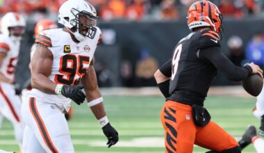 Zac Taylor on Browns defense: "One of the best to do it" in Myles Garrett