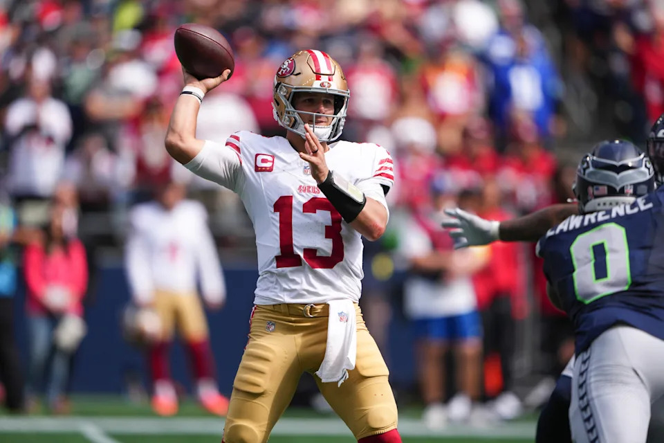 San Francisco 49ers quarterback Brock Purdy could miss multiple weeks due to a turf toe variant. (AP Foto/Lindsey Wasson)