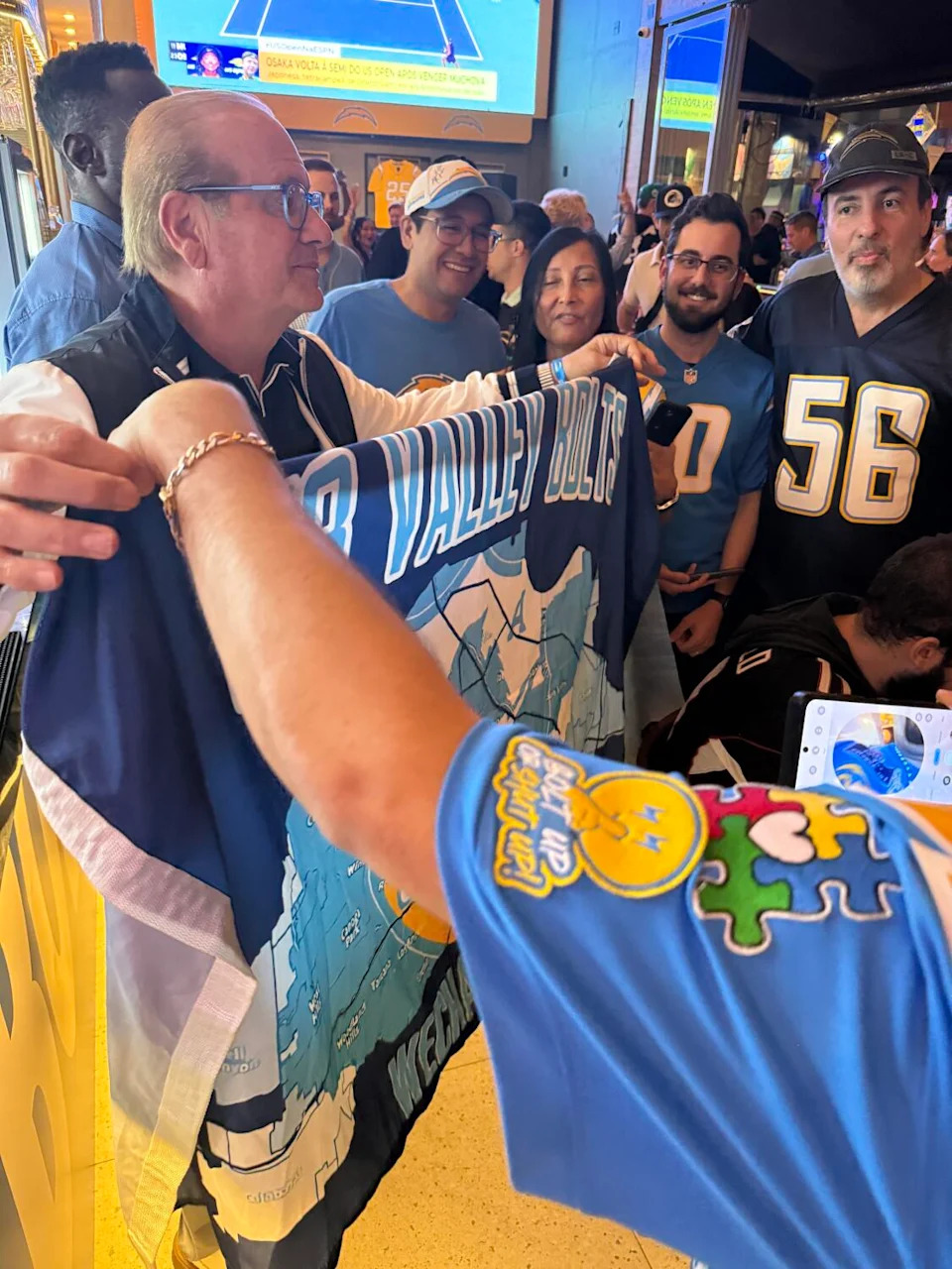 Chargers owner Dean Spanos attends a team party in São Paulo on Thursday.