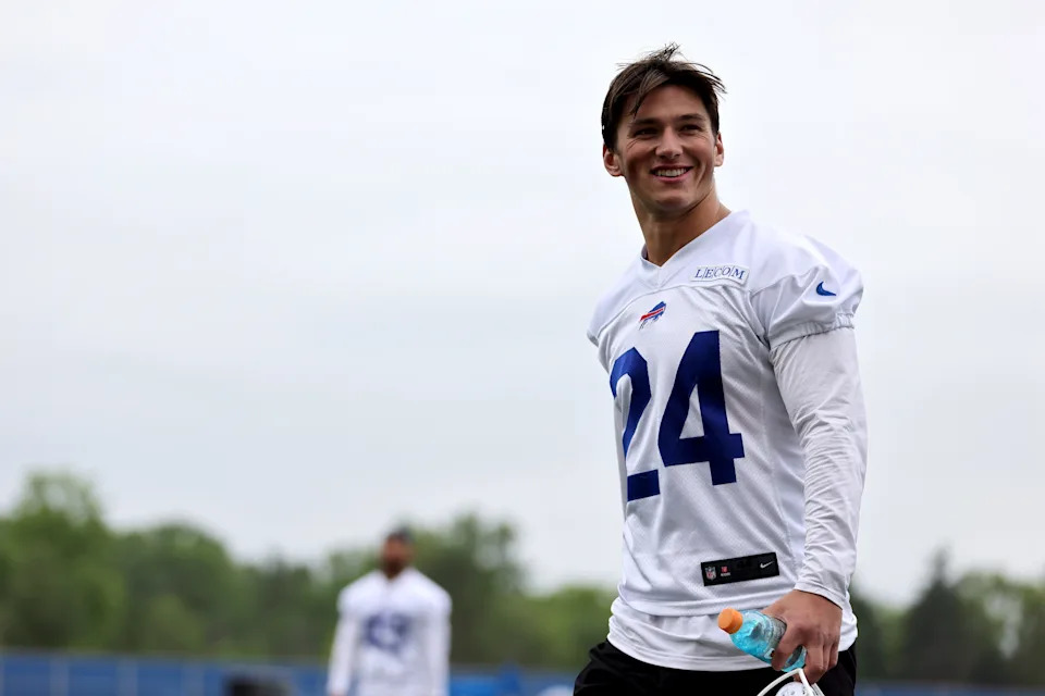 ORCHARD PARK, NEW YORK - JUNE 11: Cole Bishop #24 of the Buffalo Bills walks off the field after Buffalo Bills mandatory mini camp on June 11, 2024 in Orchard Park, New York. (Photo by Bryan M. Bennett/Getty Images)