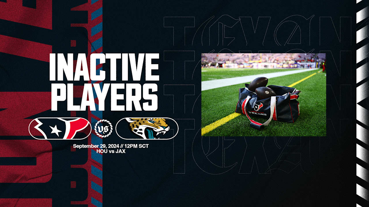 The Houston Texans released their inactives for their Week 4 matchup with the Jacksonville Jaguars, and they'll be without a few starters.