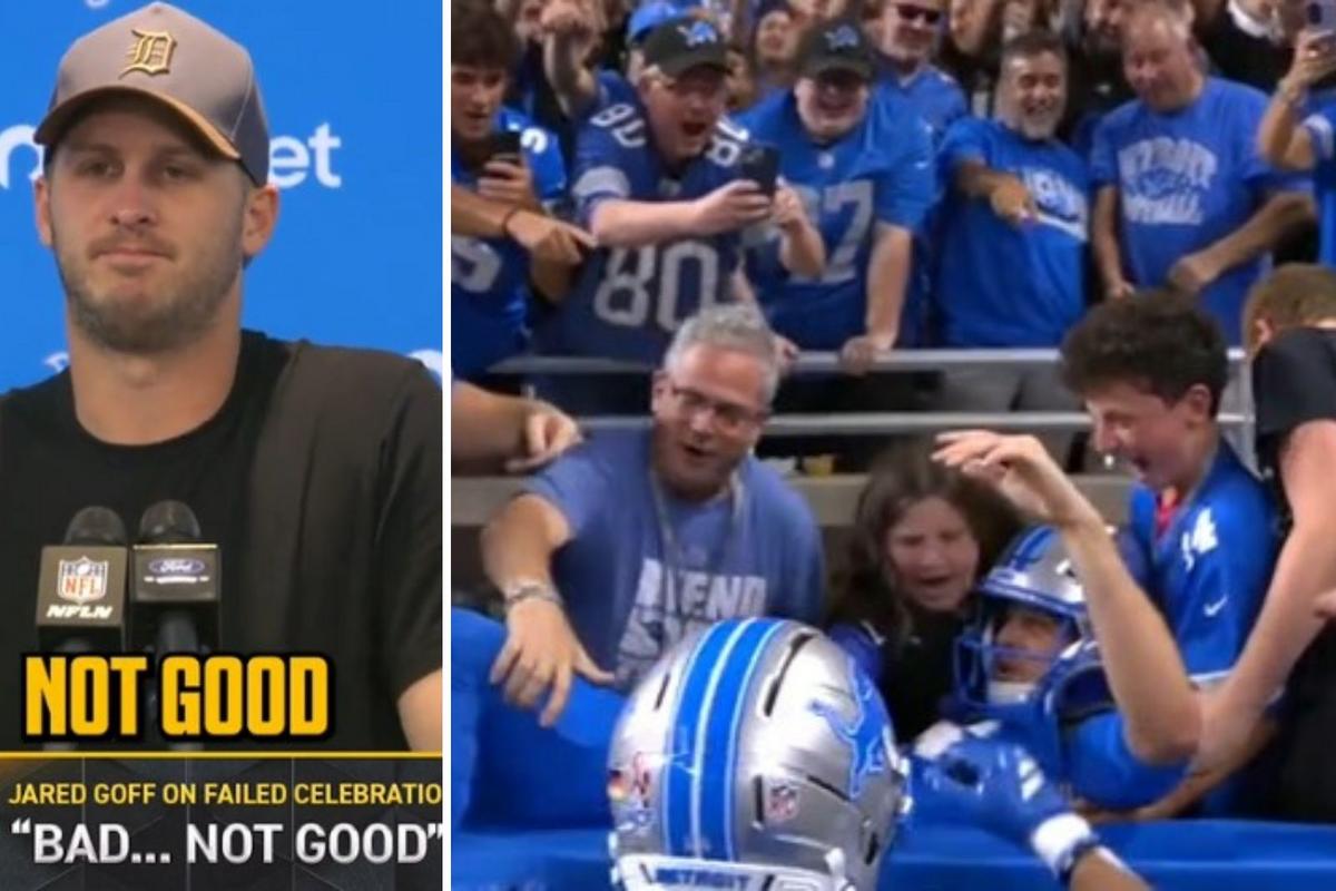 Lions QB Goff Botches Crowd Leap in Win
