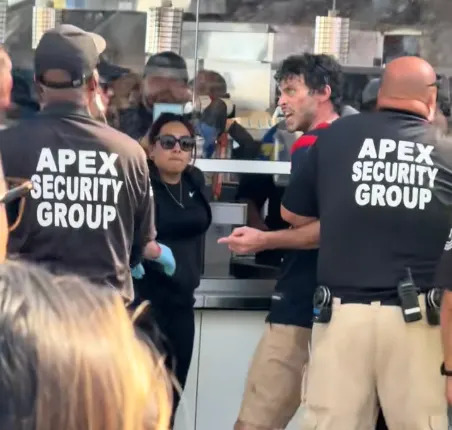 Security seemingly detained a pair of Texans fans following an <br>all-out brawl in the stands at SoFi Stadium on Sunday. @Brian.bowie43/TikTok