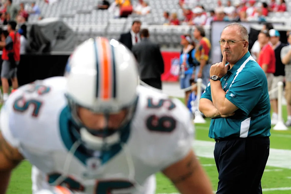 Miami Dolphins head coach Tony Sparano against the Arizona Cardinals at University of Phoenix Stadium.