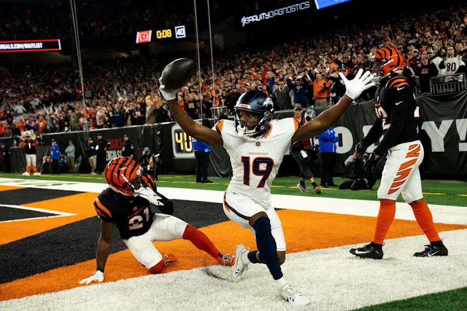 Denver Broncos receiver Marvin Mims Jr against the Cincinnati Bengals