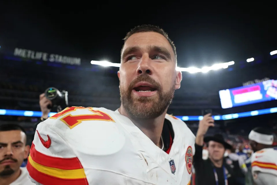 Travis Kelce of the Kansas City Chiefs heads off the field following a game between the Kansas City Chiefs and the New York Giants at MetLife Stadium on September 21, 2025 in East Rutherford, New Jersey. Getty Images