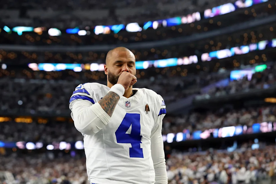 Dak Prescott #4 of the Dallas Cowboys takes the field prior to the NFC Wild Card Playoff game against the Green Bay Packers.Richard Rodriguez&sol;Getty Images