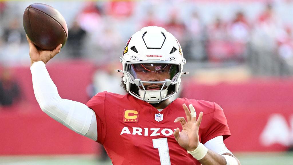 Kyler Murray #1 of the Arizona Cardinals warms up before the game against the San Francisco 49ers a...