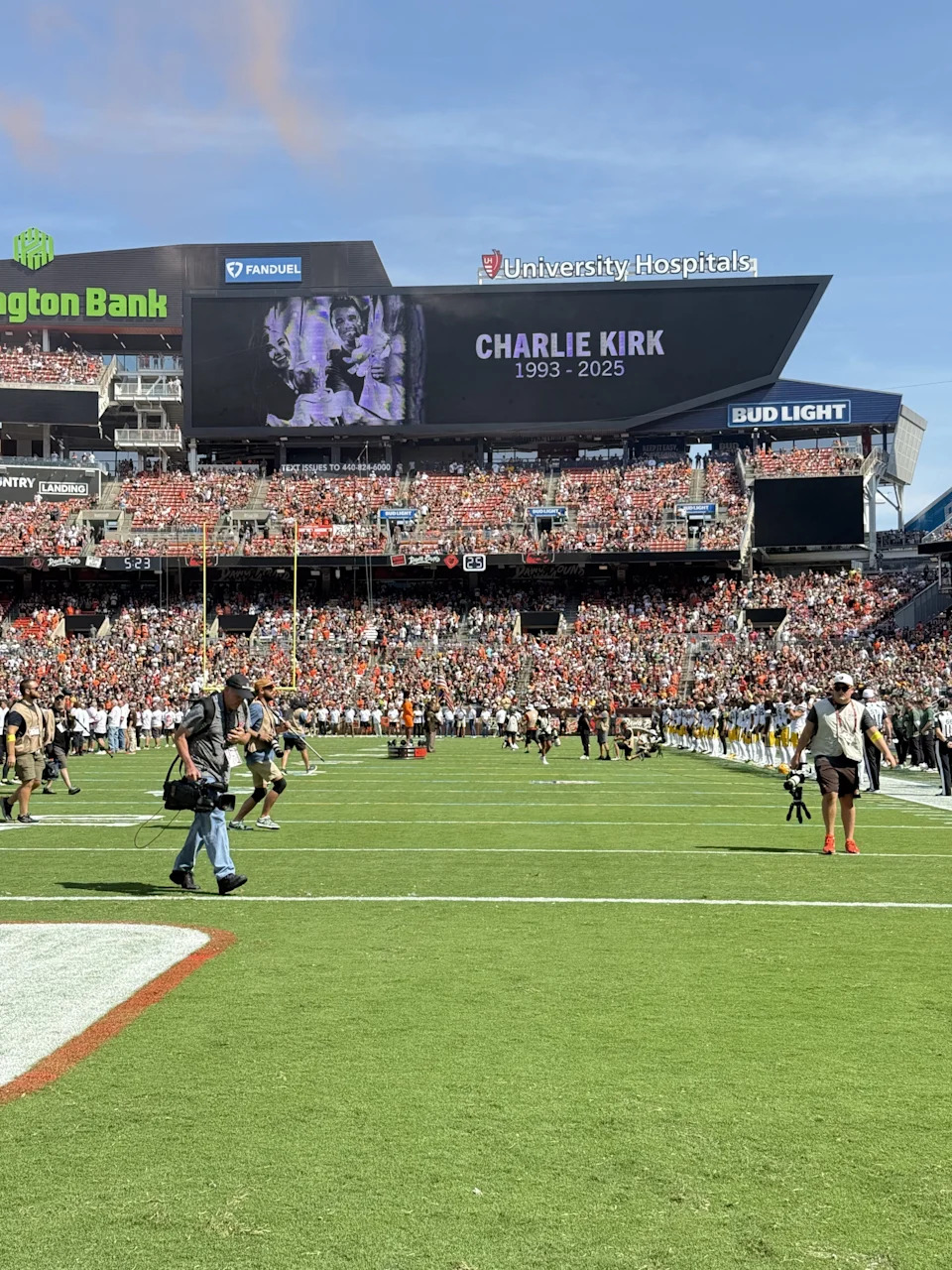 The Browns on Sunday, Sept. 21 held a moment of silence for Charlie Kirk, the conservative activist killed on Sept. 10.