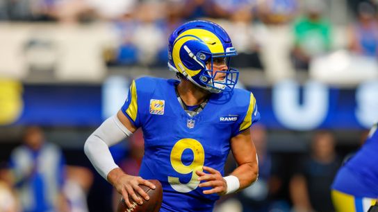 Matthew Stafford # 9 of Los Angeles Rams runs out of the pocket at SOFI Stadium on September 28, 2025 in Inglewood. Matthew Stafford # 9 of Los Angeles Rams runs out of the pocket at SOFI Stadium on September 28, 2025 in Inglewood.