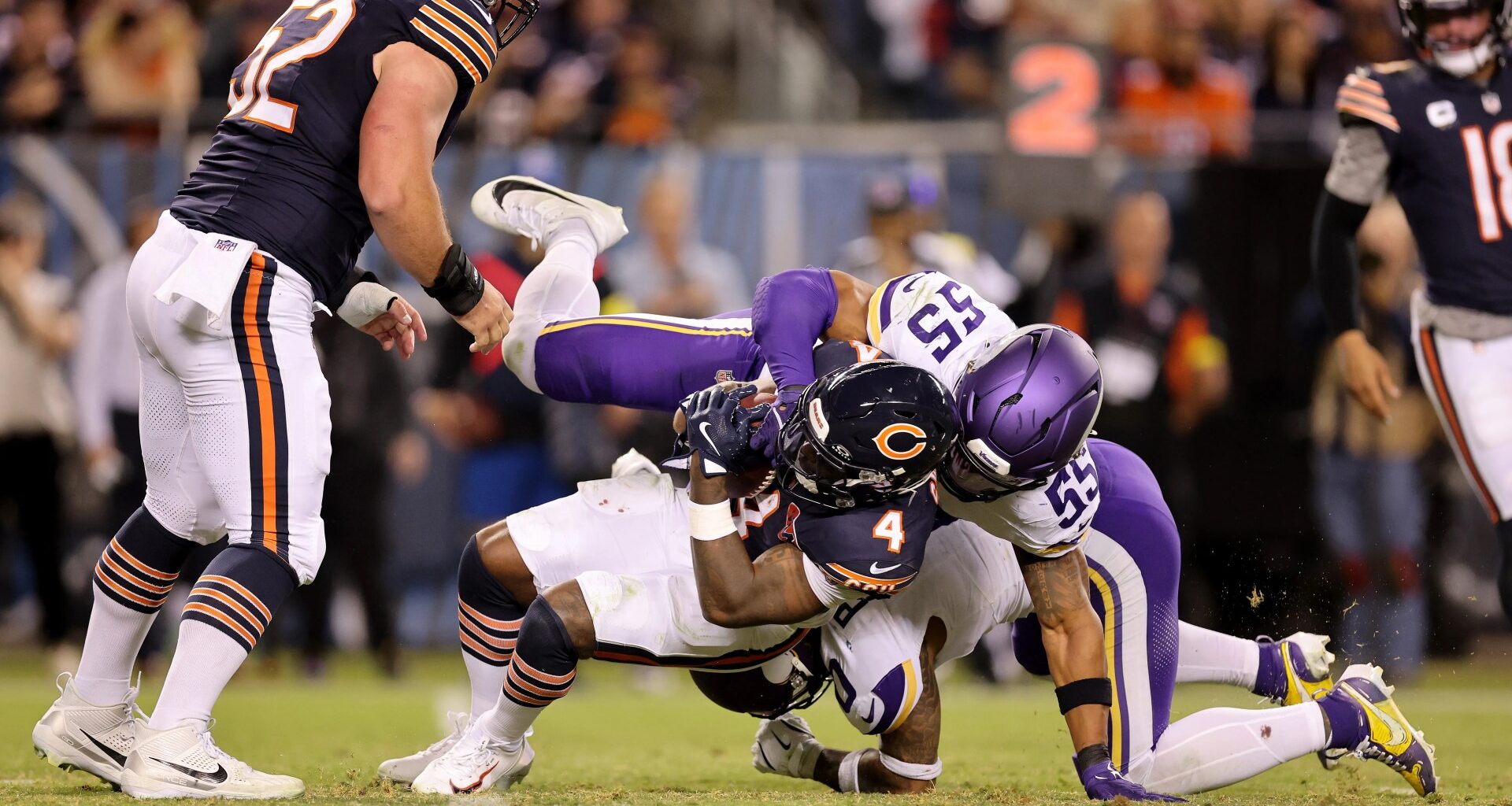 MNF viewers spot worrying state of Soldier Field turf after music concerts before Bears-Vikings play out classic