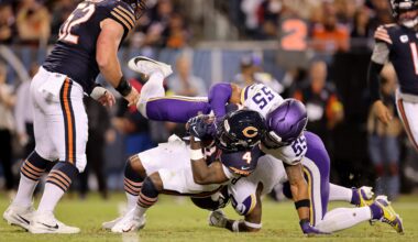 MNF viewers spot worrying state of Soldier Field turf after music concerts before Bears-Vikings play out classic