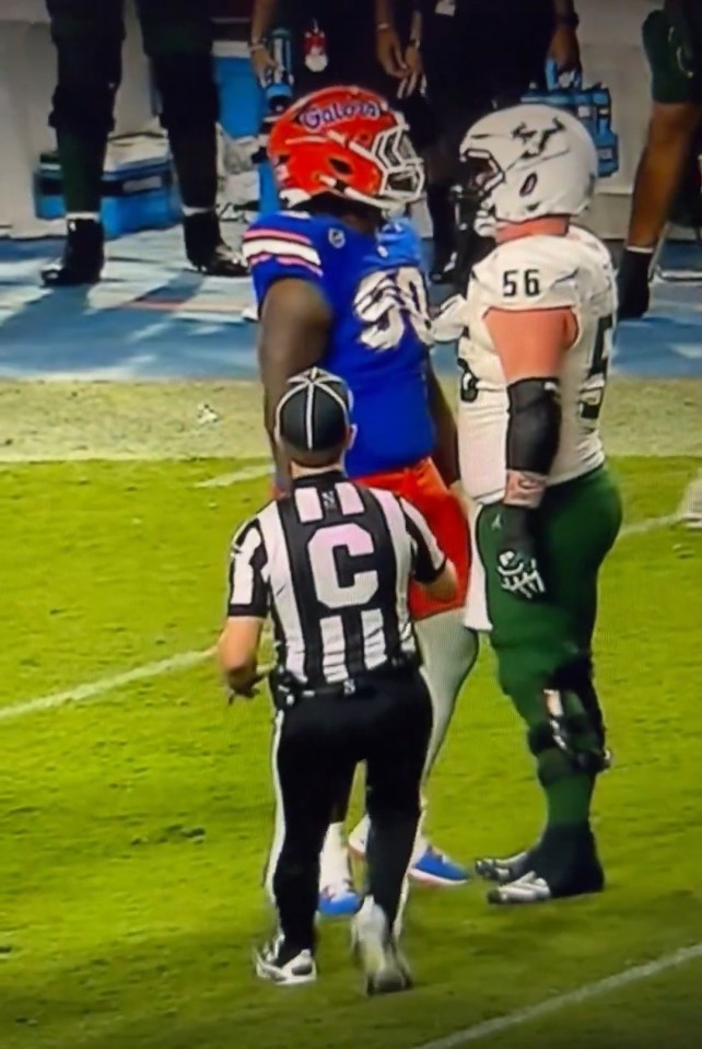 College football player ejected from game.