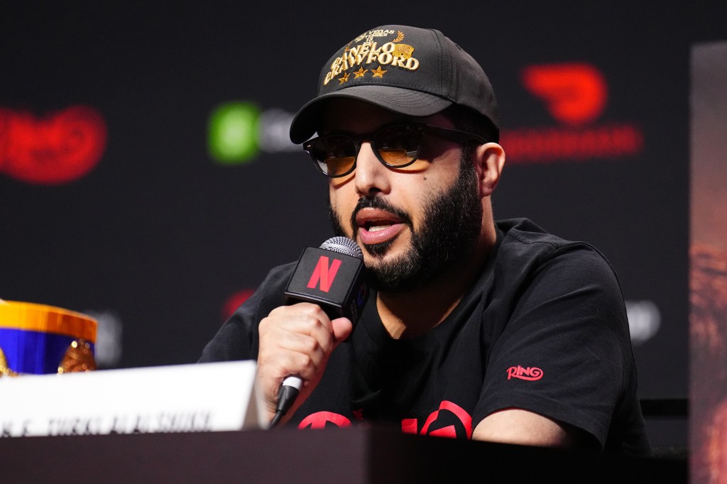 Turki Alalshikh at the Canelo v Crawford press conference.