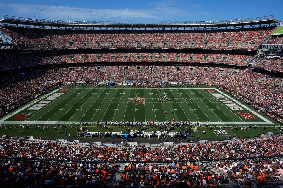 FILE – Cleveland Browns Stadium during an NFL football game between the Baltimore Ravens and the Cleveland Browns, Sunday, Oct. 1, 2023, in Cleveland. (AP Photo/Sue Ogrocki, File)