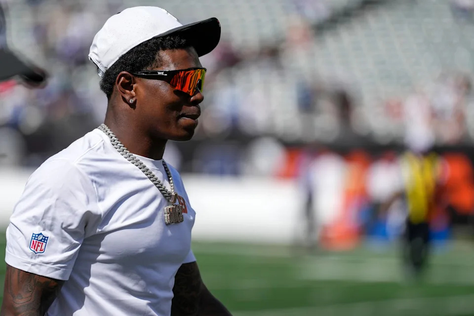 Cincinnati Bengals cornerback Cam Taylor-Britt (29) walks for the locker room after the fourth quarter of the NFL Preseason Week 3 game between the Cincinnati Bengals and the Indianapolis Colts at Paycor Stadium in Cincinnati on Saturday, Aug. 23, 2025. The Colts won 41-14.