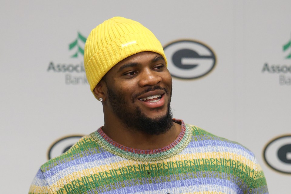 Micah Parsons, former Dallas Cowboy, at a Green Bay Packers press conference.