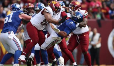 PFF grades and snap counts for the Giants’ 21-6 loss to the Commanders