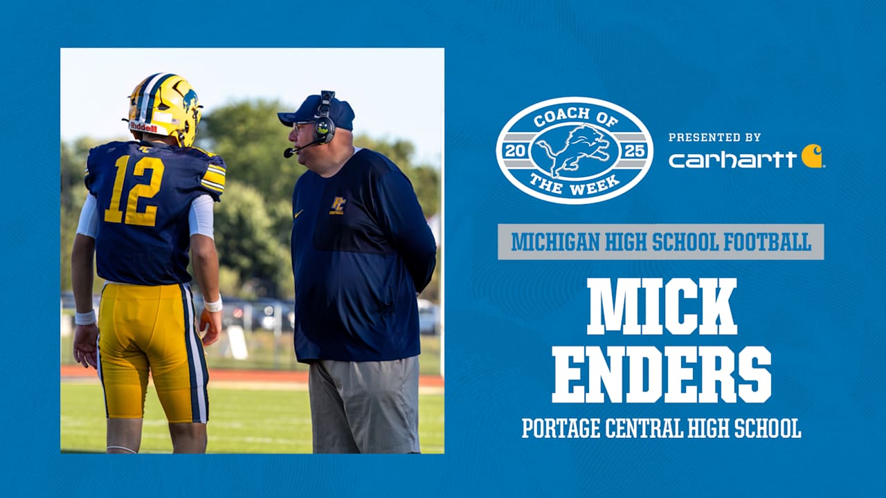 Mick Enders of Portage Central High School Named the Detroit Lions High School Football Coach of the Week