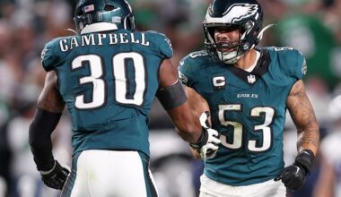 Eagles Injury Report: Zack Baun and Jihaad Campbell sit out, Lane Johnson limited