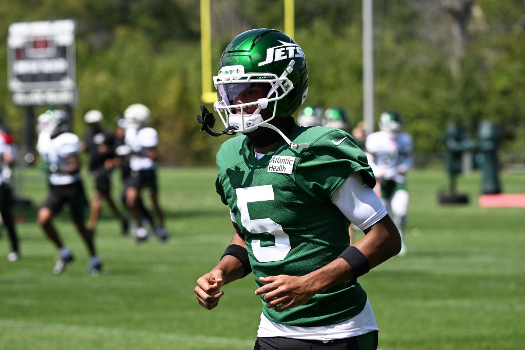 New York Jets wide receiver Garrett Wilson at practice.