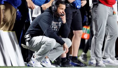 Duke head coach Manny Diaz watches from the sideline against Virginia Tech during an NCAA college football game in Durham, N.C., Saturday, Nov. 23, 2024. (AP File Photo/Karl B. DeBlaker)