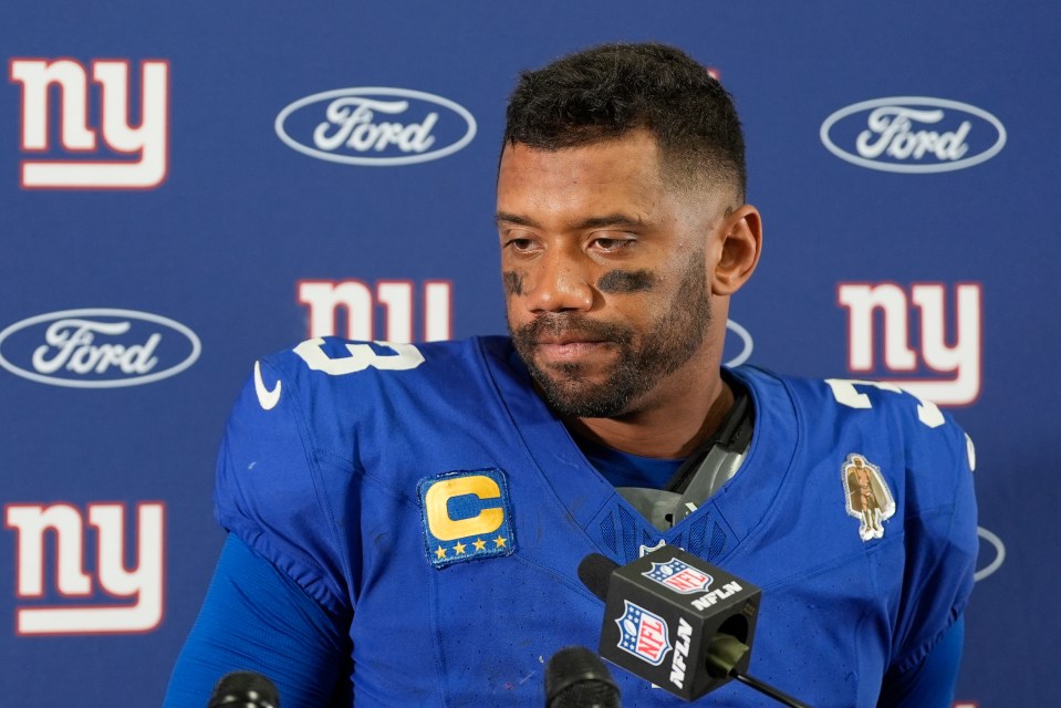 Russell Wilson at a press conference.