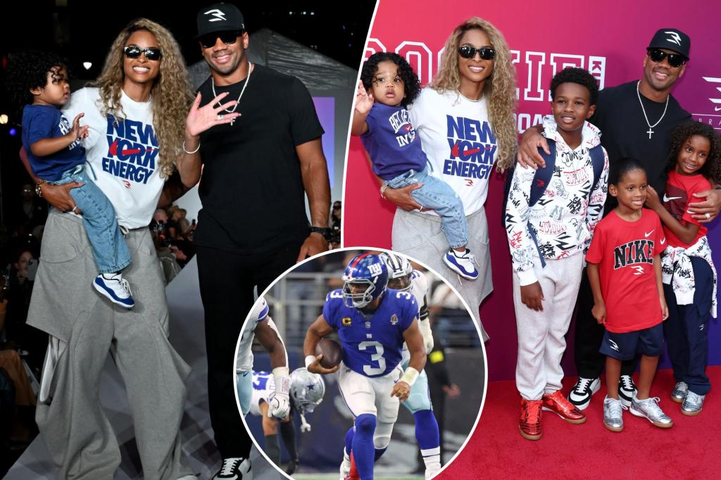Russell Wilson, Ciara cheer on kids at fashion show before Giants-Chiefs