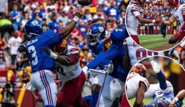 Russell Wilson has ugly Giants debut in season-opening loss to Commanders