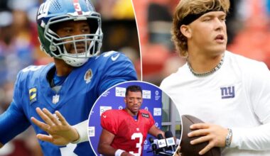 Russell Wilson's two-word message as calls for Jaxson Dart intensify