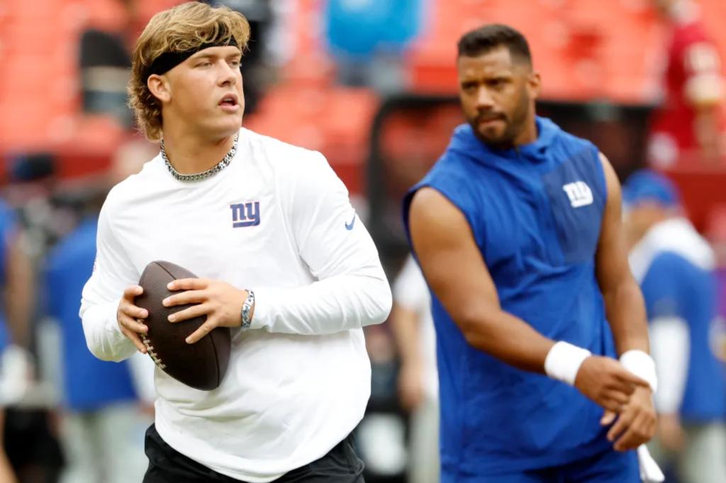 Giants ready for whenever Jaxson Dart takes reins from Russell Wilson
