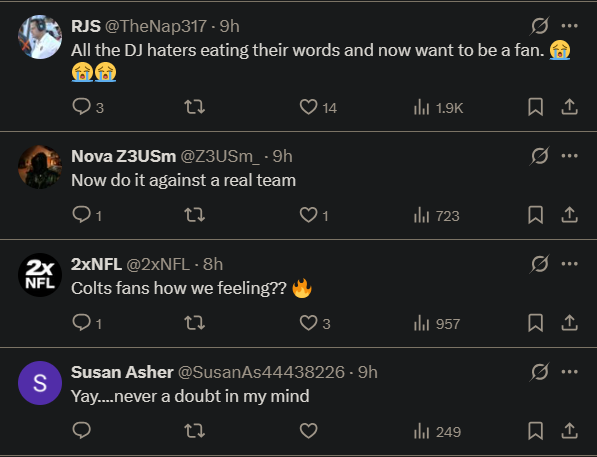 (Comments via X post on Daniel Jones) NFL-JONES-2025