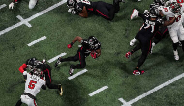 Why did Atlanta struggle to run the ball vs. Tampa Bay Buccaneers in Week 1? 